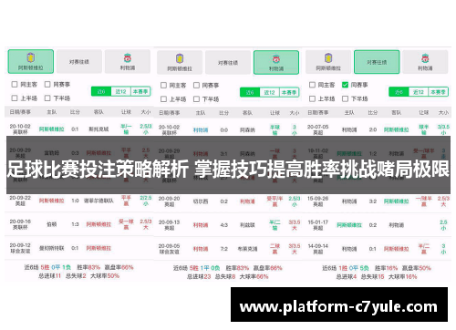 足球比赛投注策略解析 掌握技巧提高胜率挑战赌局极限